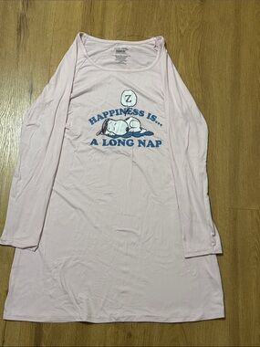 munki munki Light Pink "Happiness Is... A Long Nap" Long Sleeve Nightshirt